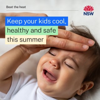 Beat the heat social tile about babies