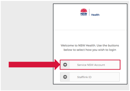 Screenshot of the login page of Service NSW