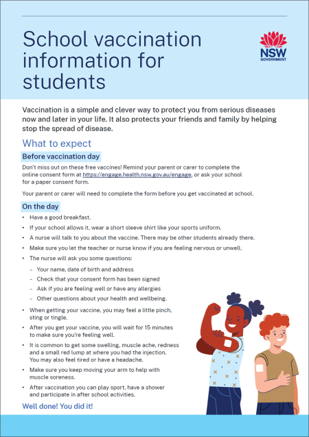 School vaccination information for students