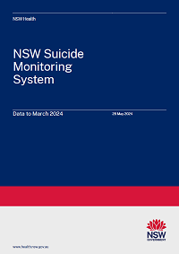 Front page of the NSW Suicide Monitoring System Report for data to March 2024