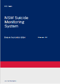 Front page of the NSW Suicide Monitoring System Report for data to September 2024