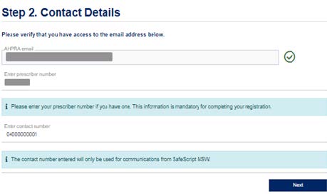 Screenshot of contact deatils page