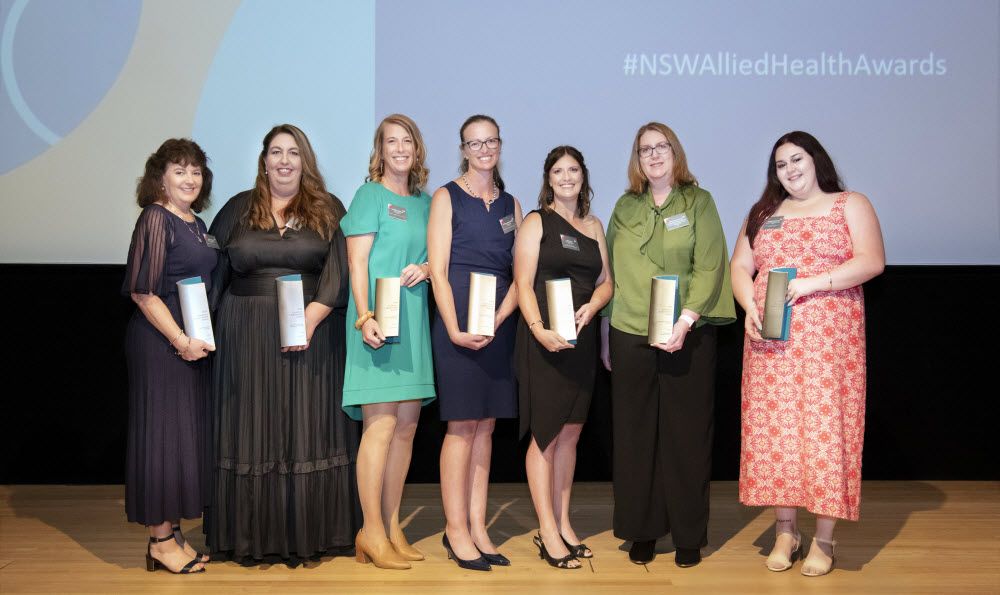 A group photo showing the 2024 winners of the NSW Health Excellence in Allied Health Awards