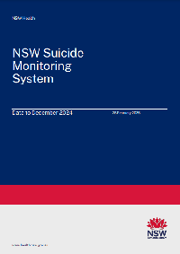 Front page of the NSW Suicide Monitoring System Report for data to December 2024